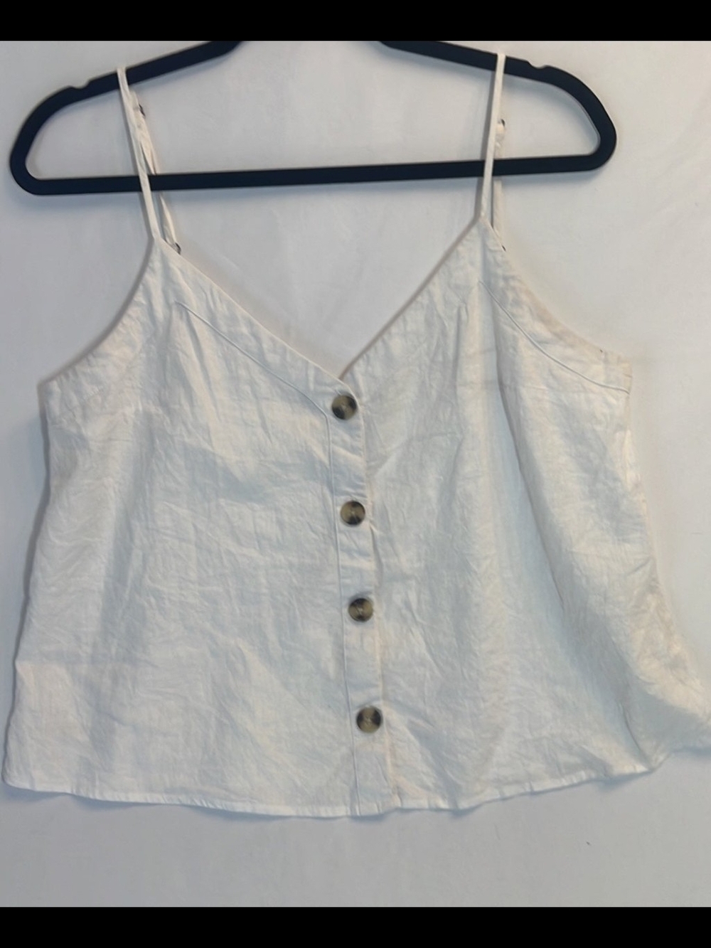 Abercrombie & Fitch White Linen Button-Front Spaghetti Strap Camisole
